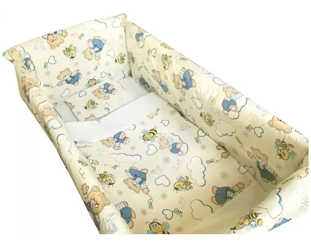 Lenjerie de pat Maxi Ursi cu albine pe crem 120x60 cm