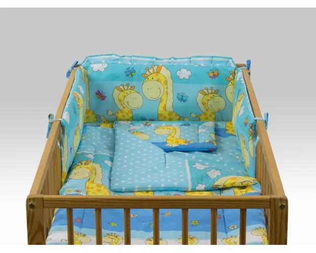 Lenjerie Happy Giraffe albastru 4 piese 140x70