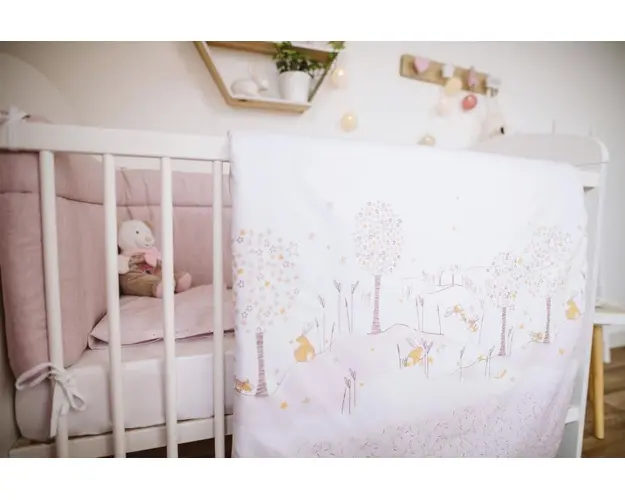 Lenjerie patut 2 piese Pink Bunny bumbac