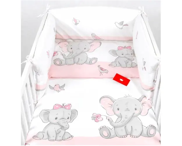 Lenjerie patut cu 3 piese elefantei roz