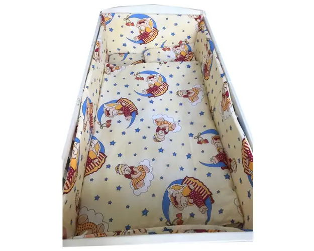 Lenjerie patut cu 5 piese Croitoria Noastra Bunica Ursulet galben 140x70 cm