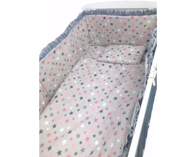 Lenjerie patut cu 5 piese Croitoria Noastra Cer de primavara 140x70 cm