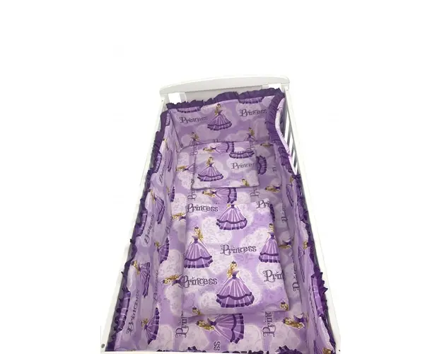 Lenjerie patut cu 5 piese Croitoria Noastra Printese la bal mov 120x60 cm