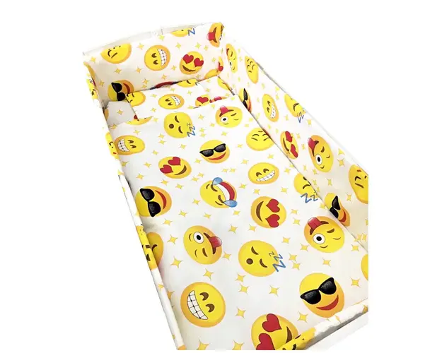Lenjerie patut cu 5 piese Croitoria Noastra Smiley Faces 120x60 cm