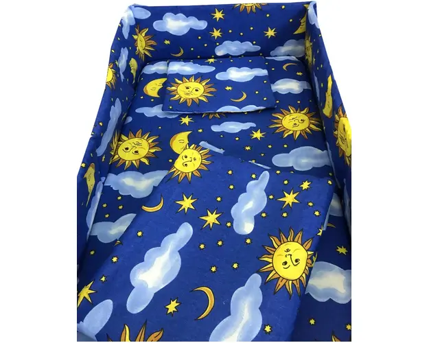 Lenjerie patut cu 5 piese Croitoria Noastra Soarele si luna 120x60 cm
