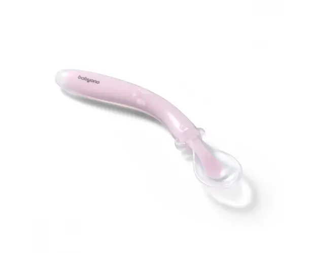Lingurita flexibila din silicon Babyono roz