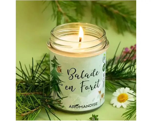 Lumanare parfumata naturala Aromandise Plimbare in Padure vegana 150g