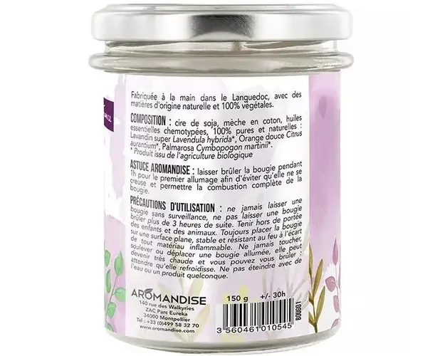 Lumanare parfumata naturala Aromandise Relax vegana 150g