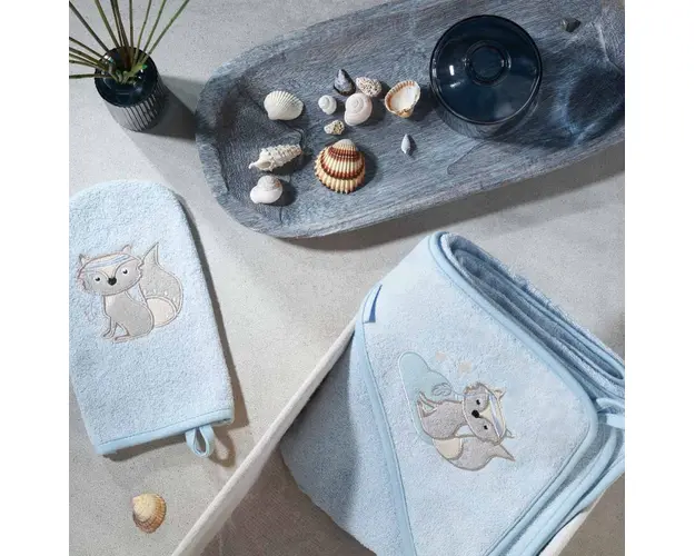 Manusa pentru baita din fibra de bambus vulpita albastra