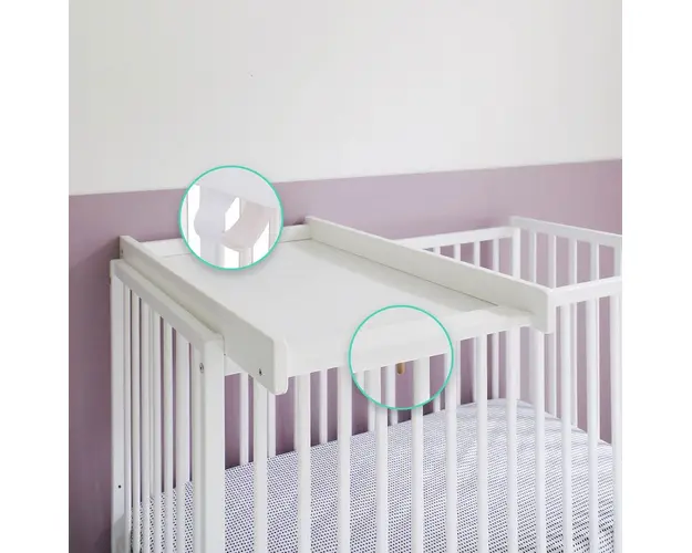 Masa de infasat din lemn atasabila la patut bebe alb 86 x 51 x 7 cm