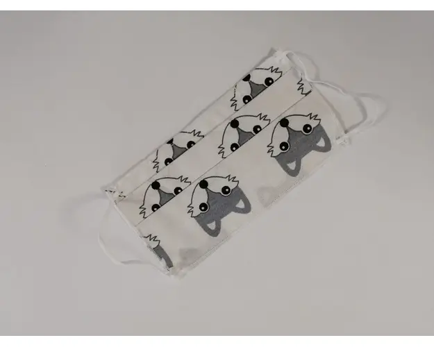 Masca textila cu pliuri Chicco reutilizabila 2 straturi alb cu vulpite