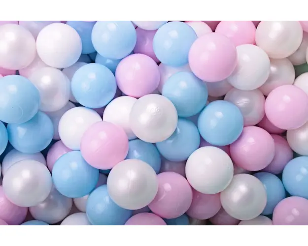 Set bile din plastic MeowBaby 200 buc 7 cm Alb Perlat Alb Baby Blue Roz Pastel