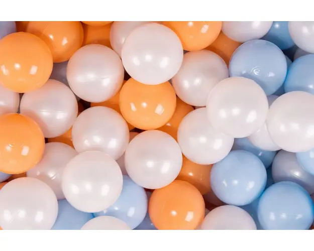 Set bile din plastic MeowBaby 200 buc 7 cm Baby Blue Alb Perlat Portocaliu