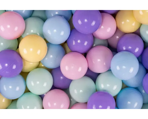 Set bile din plastic MeowBaby 200 buc 7 cm Baby Blue Mint Roz Pastel Galben Pastel Lila