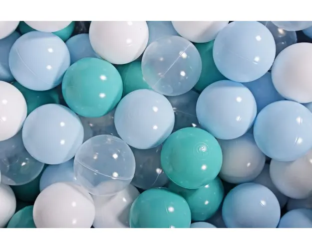 Set bile din plastic MeowBaby 200 buc 7 cm Baby Blue Turcoaz Transparent Alb