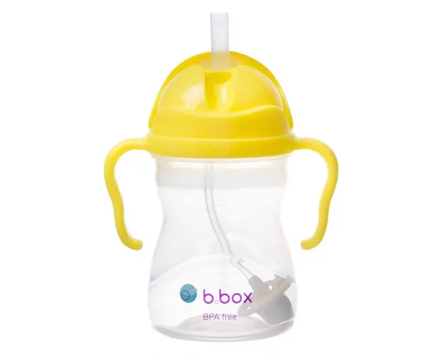 Pachet 4 in 1 cana 240 ml cu 4 accesorii pentru baut diferite galben b.box