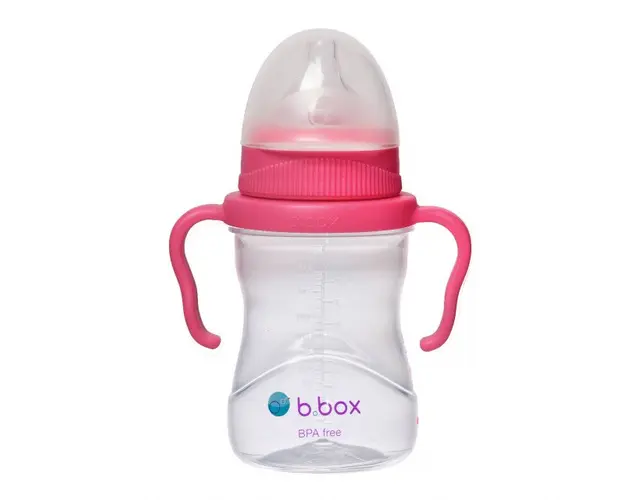 Pachet 4 in 1 cana 240 ml cu 4 accesorii pentru baut diferite roz b.box