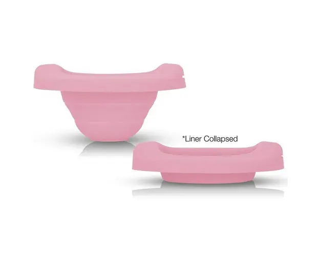 Pachet economic roz + alb Potette Plus olita portabila + liner reutilizabil + 10 pungi biodegradabile