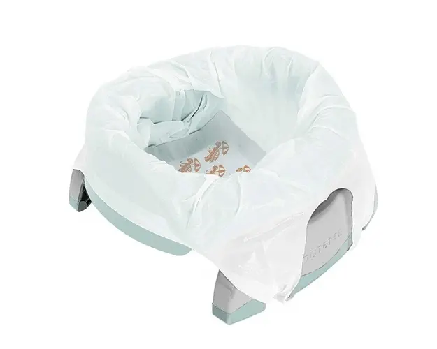 Pachet economic vernil Potette Plus olita portabila + liner reutilizabil + 10 pungi biodegradabile