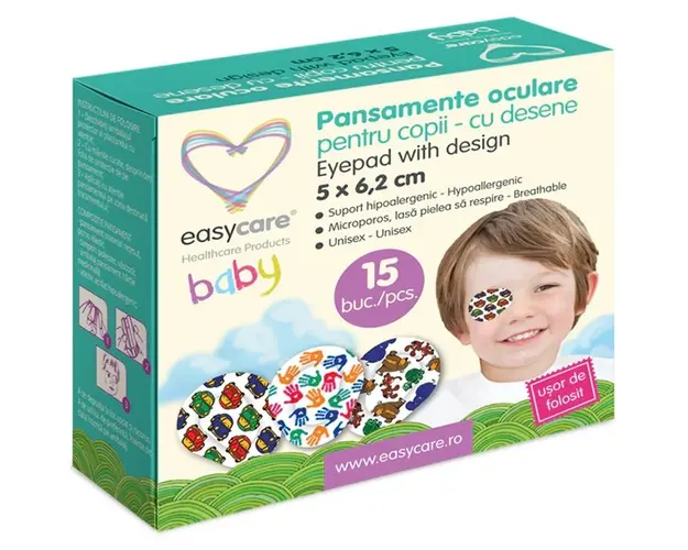 Pansamente oculare pentru copii Easycare 5x6,2cm 15buccut