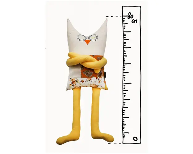 Papusa perna hand made pentru copii Bufnita Lulu 80 cm