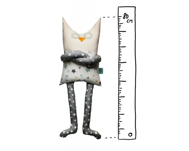 Papusa perna hand made pentru copii Bufnita Bobo 80 cm