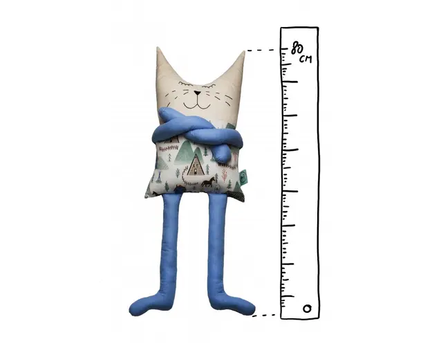 Papusa perna hand made pentru copii Motanul Felix 80 cm