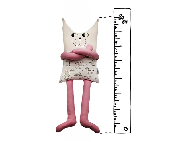 Papusa perna hand made pentru copii Pisica Fifi 80 cm