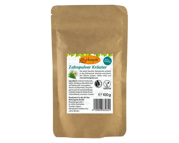 Pasta de dinti pudra cu musetel fara fluor Birkengold refill 100g