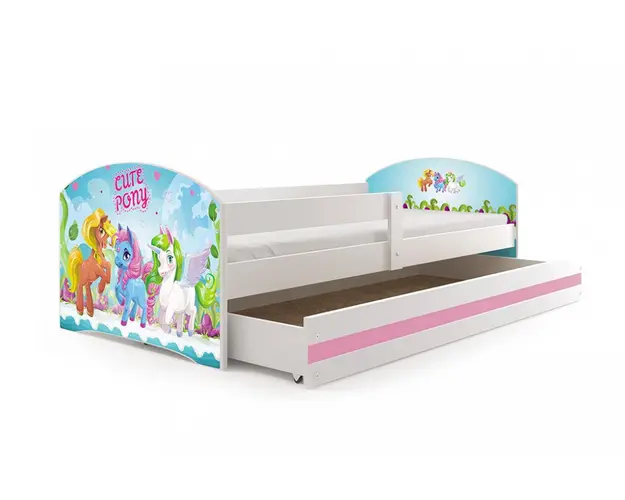 Pat pentru copii Micii Ponei 160x80 cm saltea inclusa