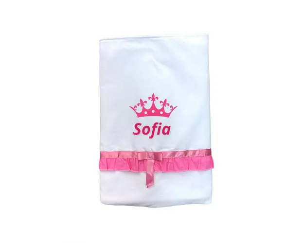 Paturica alba cu volanase personalizata bebe