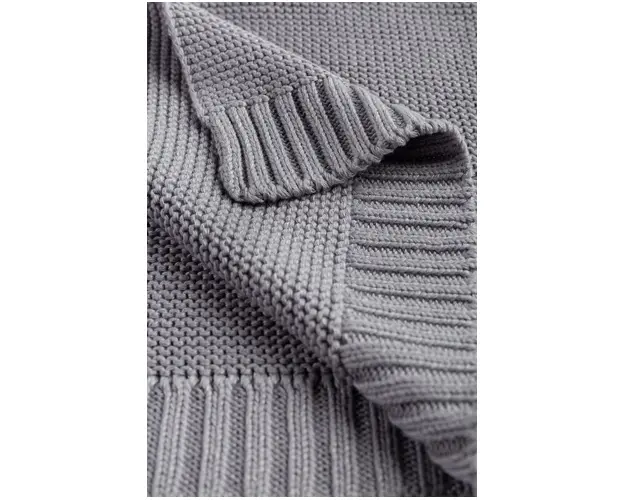 Paturica tricotata de bumbac si bambus Sensillo 100x80 cm gri