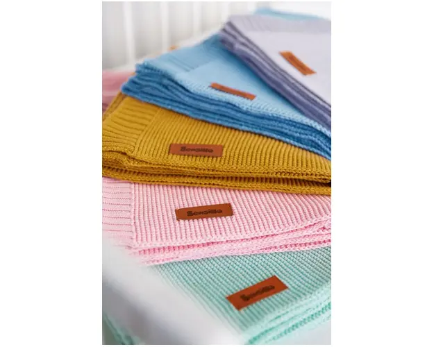 Paturica tricotata de bumbac si bambus Sensillo 100x80 cm roz