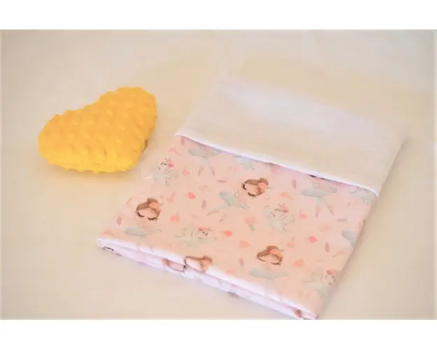 Paturica de vara muselina alba si bumbac model balerine 75x75 cm