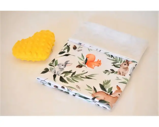 Paturica de vara muselina alba si bumbac model caprioare 75x75 cm