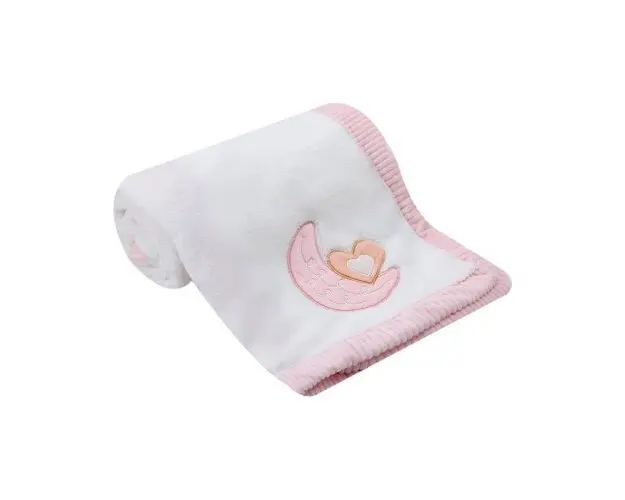Paturica din fleece Mothers Choice cu broderie pentru bebelusi roz