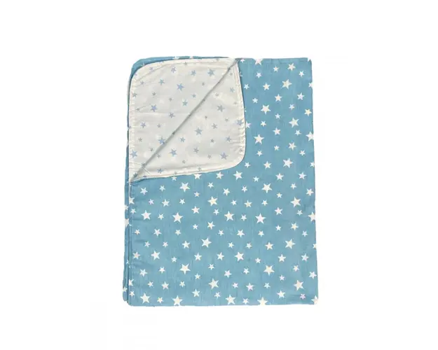 Paturica din panza de bumbac bebelusi 78x98 cm stelute albastre