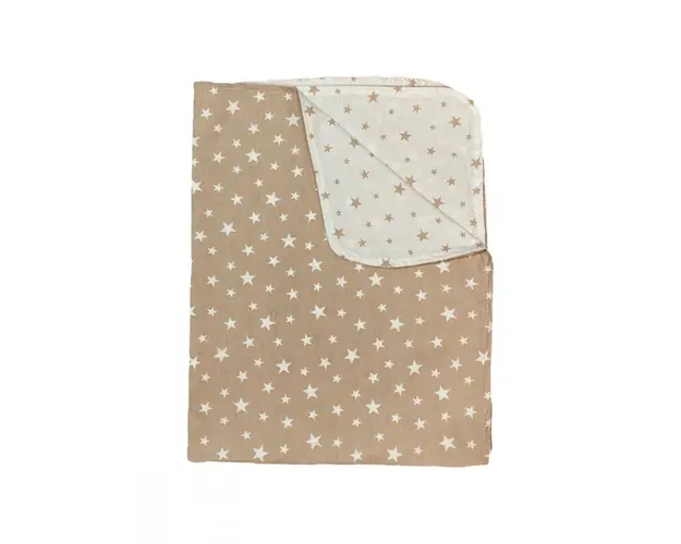 Paturica din panza de bumbac bebelusi 78x98 cm stelute bej