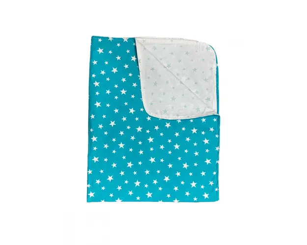 Paturica din panza de bumbac bebelusi 78x98 cm stelute turquise