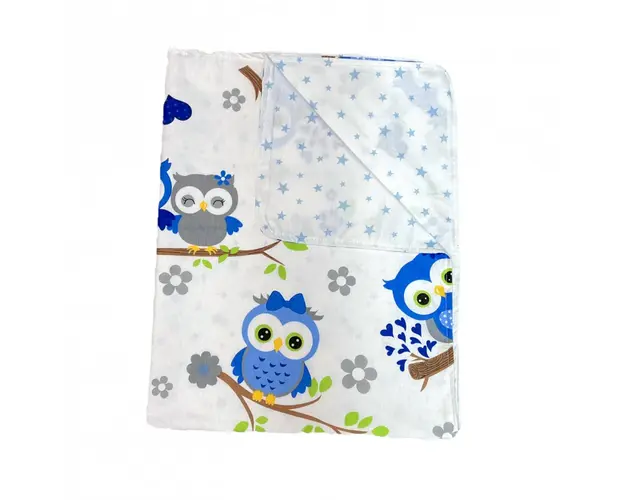 Paturica din panza de bumbac Junior 118x148 cm bufnite albastre