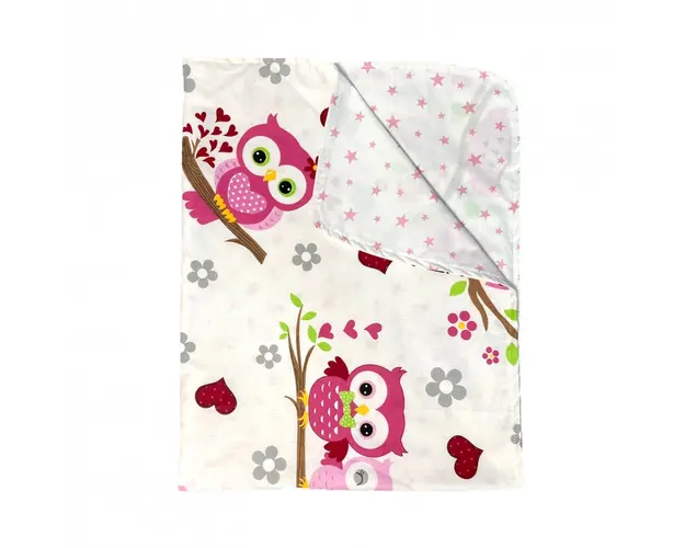 Paturica din panza de bumbac Junior 118x148 cm bufnite roz