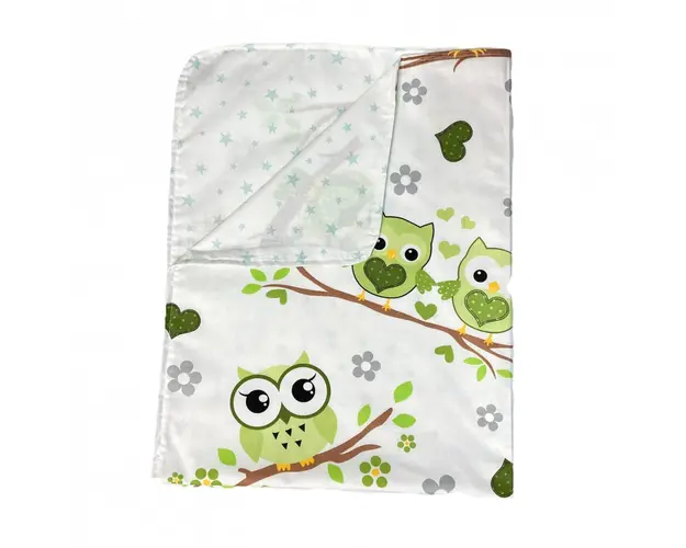 Paturica din panza de bumbac Junior 118x148 cm bufnite verzi