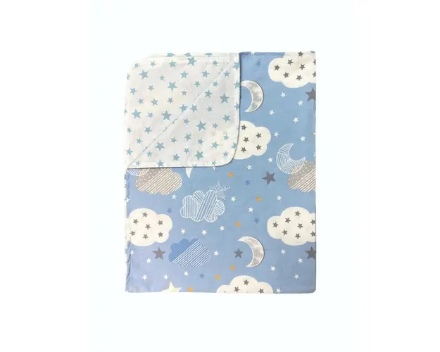 Paturica din panza de bumbac Junior 118x148 cm nori cu luna albastru