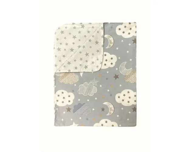 Paturica din panza de bumbac Junior 118x148 cm nori cu luna gri