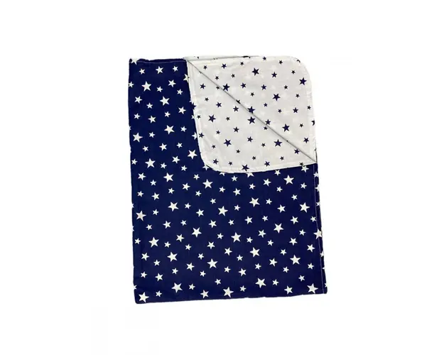 Paturica din panza de bumbac Junior 118x148 cm stelute bleumarin