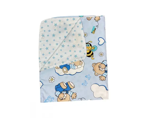 Paturica din panza de bumbac Junior 118x148 cm ursi cu albine albastre