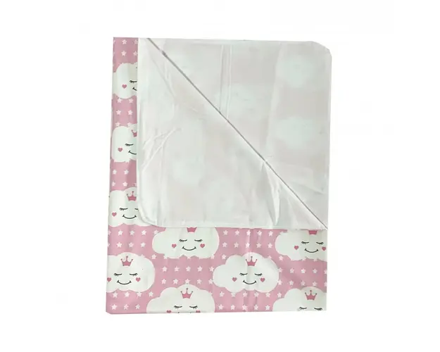 Paturica dubla de vara bebelusi DeLuxe 98x78 cm norisori zambareti roz
