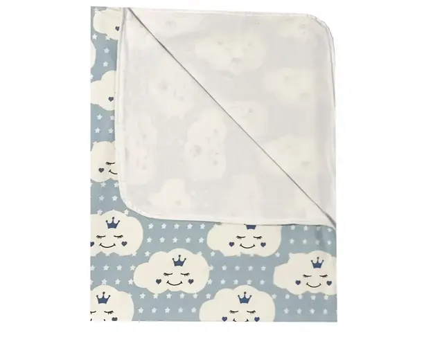 Paturica dubla de vara Junior DeLuxe 100x135 cm norisori zambareti albastri