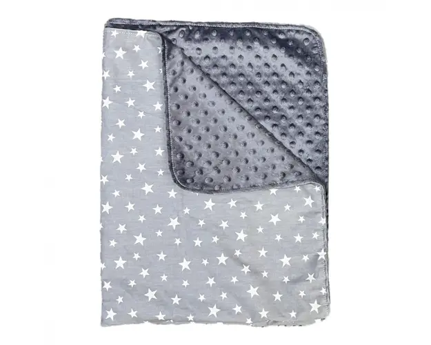 Paturica junior dubla bumbac mincky pufos 145 x110 cm Stelute pe Gri