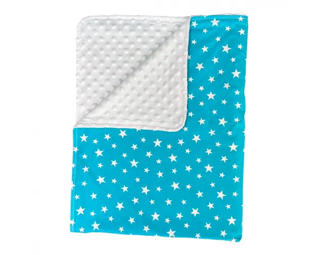 Paturica junior dubla bumbac mincky pufos 145 x110 cm Stelute pe Turquise
